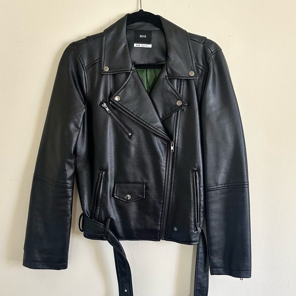 BDG Faux leather jacket green lining Medium Women's
